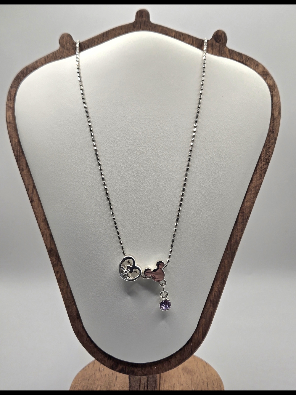 Long Silpada 925 Sterling Silver Necklace with Mickey & Heart Charms